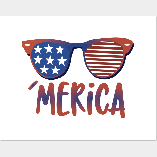 'Merica American Flag Sunglasses Wall Art by sugarveryglider